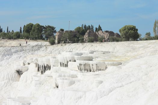 The Pamukkale natural lakes in Hierapolis Turkey