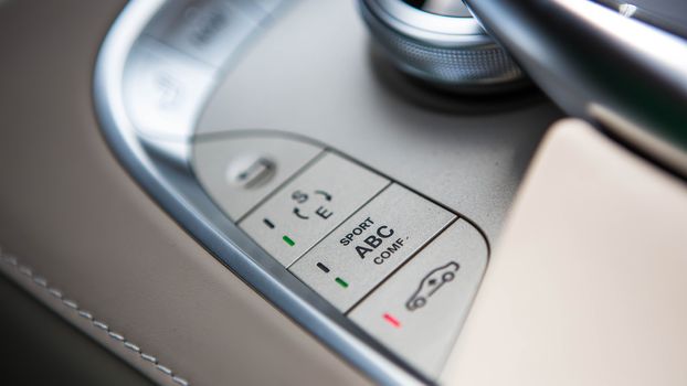 Luxury car interior details. Shallow DOF - selective focus