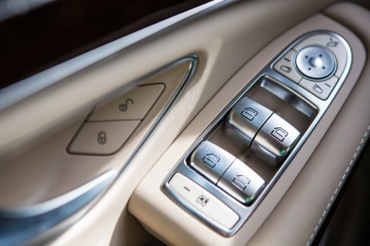 Luxury car interior details. Shallow DOF - selective focus