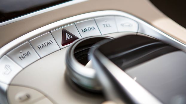 Luxury car interior details. Shallow DOF - selective focus