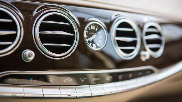 Luxury car interior details. Shallow DOF - selective focus