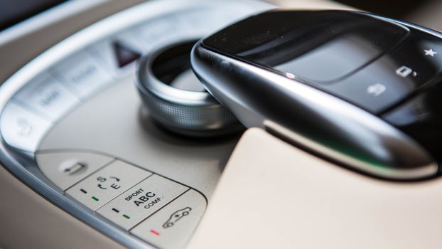 Luxury car interior details. Shallow DOF - selective focus