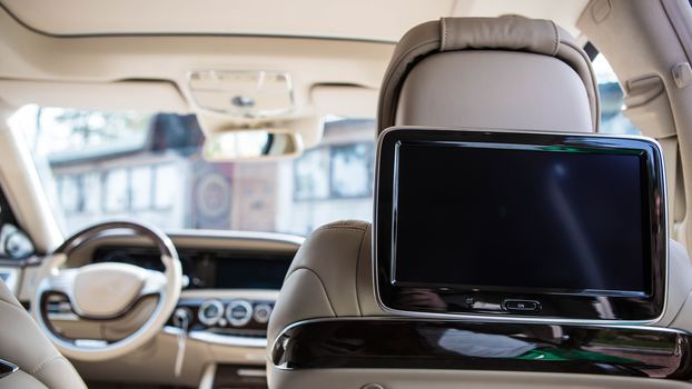 Luxury car interior details. Shallow DOF - selective focus