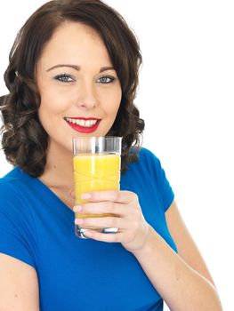 Attractive Healthy Young Woman Drinking Orange Juice