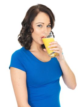 Attractive Healthy Young Woman Drinking Orange Juice