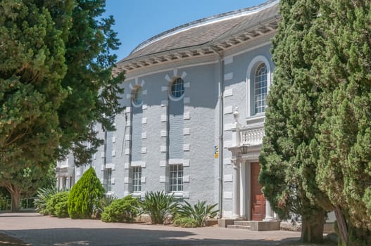 PAARL, SOUTH AFRICA - DECEMBER 11, 2014:  Front view of the Hall of the Dutch Reformed Church, Noorder-Paarl