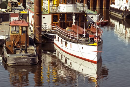 White paddle steamer docked in schleswig holstein lauenburg germany pier