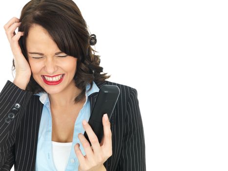 Attractive young Business Woman Using a Telephone