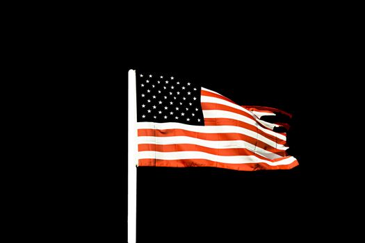 Billowing usa flag against black horizontal background