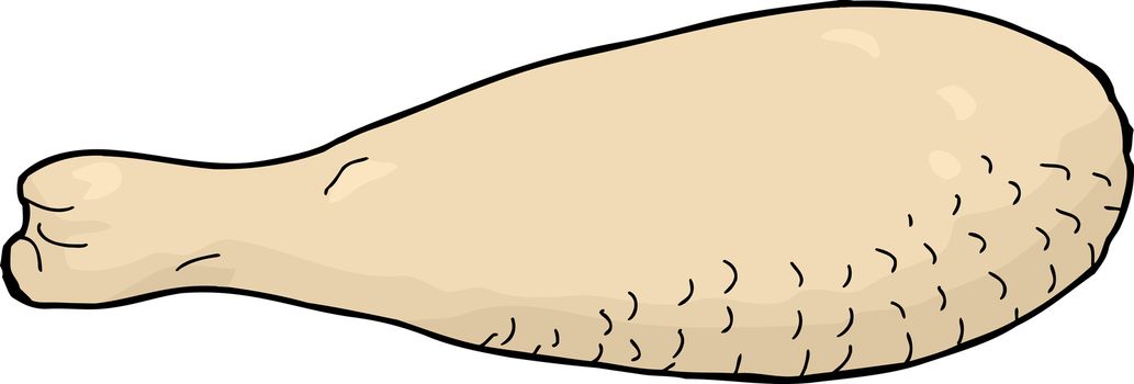 Isolated hand drawn raw chicken meat drumstick cartoon