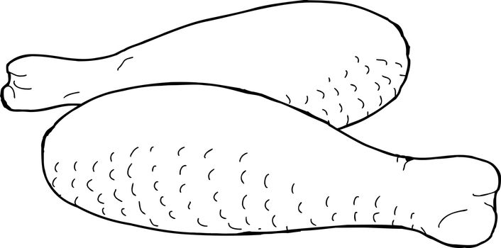 Pair of raw chicken legs as outline illustration