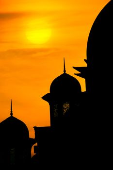 mosque silhouette during sunset