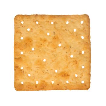 Wheat cracker. A single piece wholemeal oat biscuit isolated on white background.