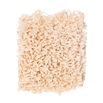 Asian ramen instant noodles block isolated on white background