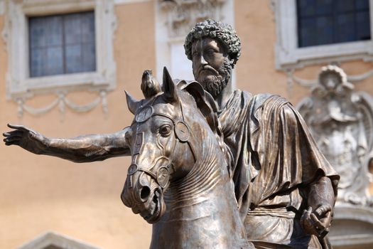Piazza del Campidoglio - Statue Marco Aurelio at the Capitoline Hill in Rome, Italy