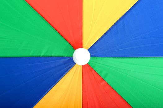 Colourful Large Open Beach Umbrella Yellow Red and Green