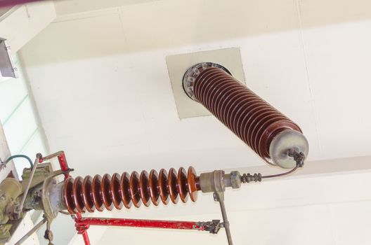 High voltage insulator in a Eletro substation.