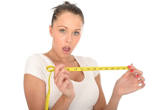 Healthy Young Woman Holding a Coloured Cloth Tape Measure