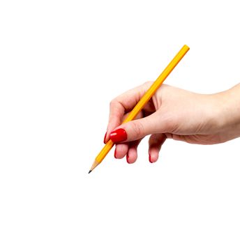 Female Hand Holding Yellow Pencil