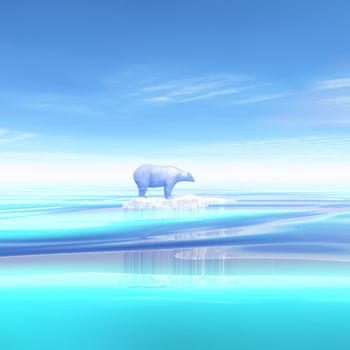 Polar bear standing on an iceberg by day - 3D render