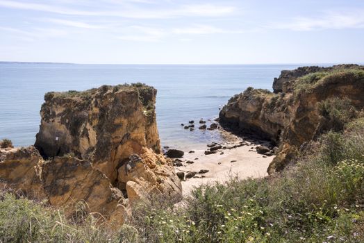 rocks and cliff in algarve city lagos in Portugal, the most beautifull coastline of the world