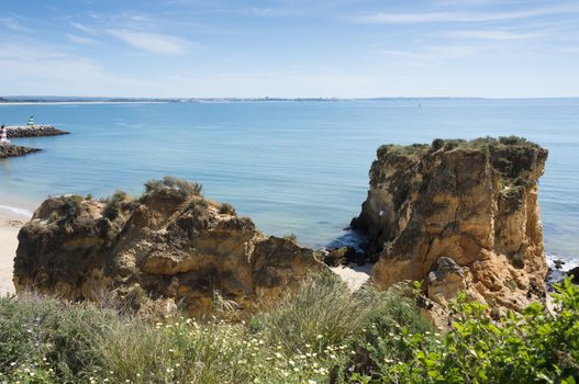 rocks and cliff in algarve city lagos in Portugal, the most beautifull coastline of the world