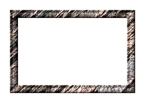 Rectangular blank embossed photo frame with textured slate on a white background