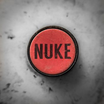 Grungy Industrial Style Button With Work Nuke