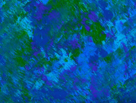 Acrylic in shades of blue and green