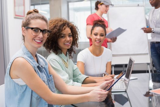 Fashion students working as a team at the college