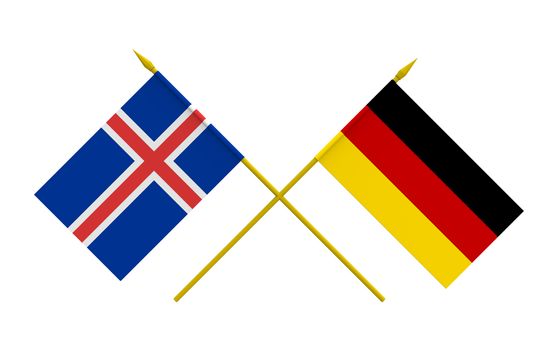 Flags of Germany and Iceland, 3d render, isolated