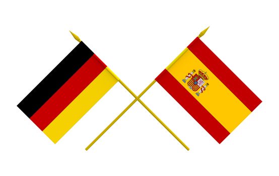 Flags of Germany and Spain, 3d render, isolated