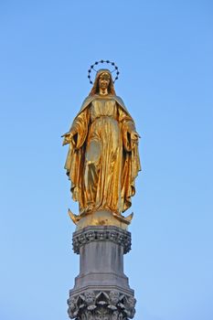 Statue of the Blessed Virgin Mary near cathedral in Zagreb, Croatia