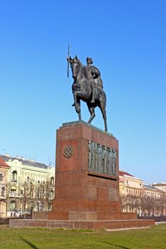 Monument of king Tomislav, first King of the Croatian Kingdom in the Middle Ages, King Tomislav square, Zagreb