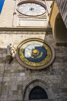 Ancient eternal cathedral clock and calendar in Messina. Sicily, Italy