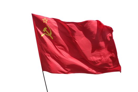 The flag of the Soviet Union (USSR) waving in the wind.