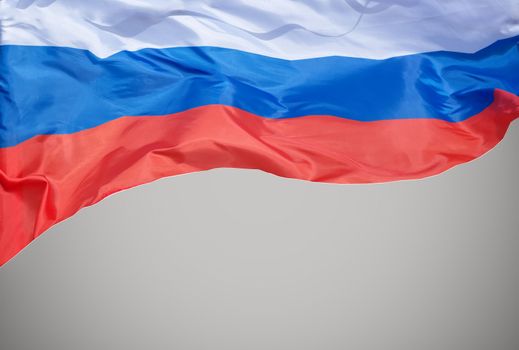 The flag of the Russian Federation waving in the wind.