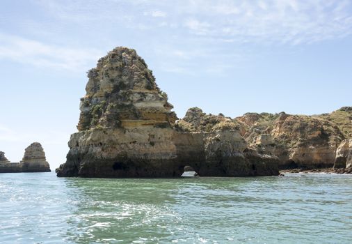 rocks and cliff in algarve city lagos in Portugal, the most beautifull coastline of the world