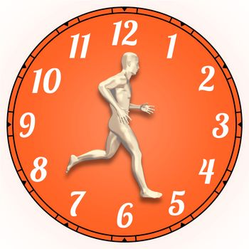 Illustration of a person running on a clock face