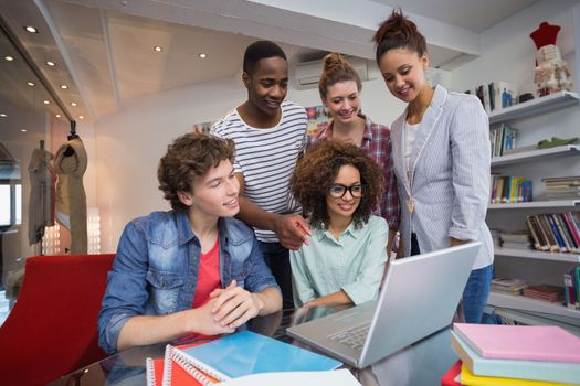 Fashion students working as a team at the college