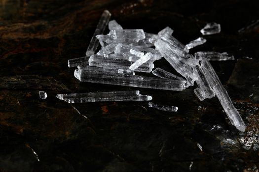 A macro photo of menthol crystals.