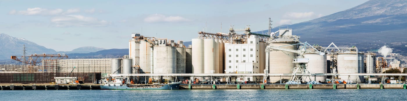 Mountain Fuji and Japan industry Factory from Shizuoka prefecture panorama