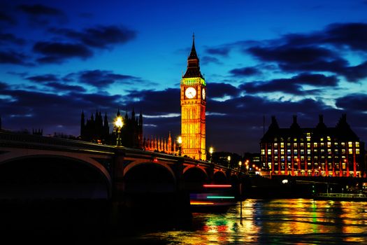 London with the Clock Tower and Houses of Parliament at night