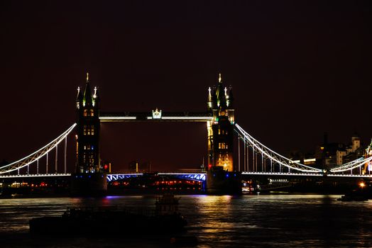 Tower bridge in London, Great Britain at the night time