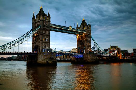 Tower bridge in London, Great Britain in the evening