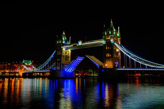 Tower bridge in London, Great Britain at the night time