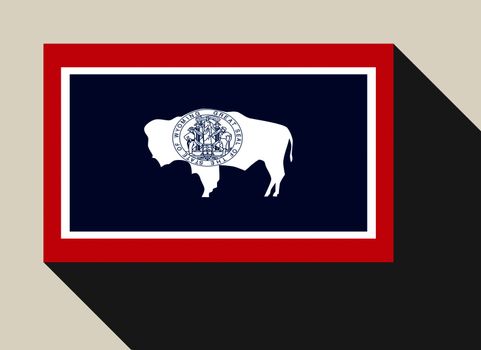 American State of Wyoming flag in flat web design style.