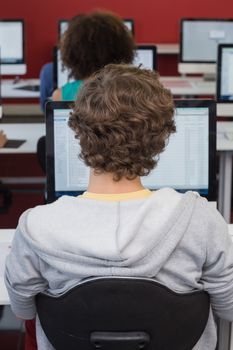 Student working in computer room at the college