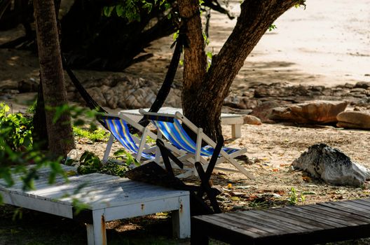 Beach colorful chair on the beach in Koh Samet Thailand