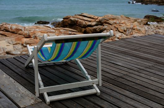 Beach colorful chair on the beach in Koh Samet Thailand